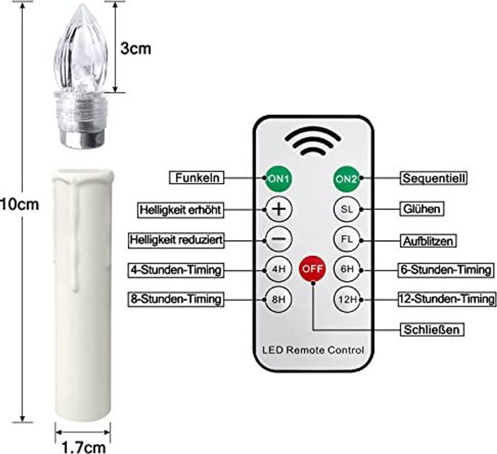NAIZY LED Kerzen 40 Stück Mit Fernbedienung - Flackernde Weihnachtskerzen Mit Timer