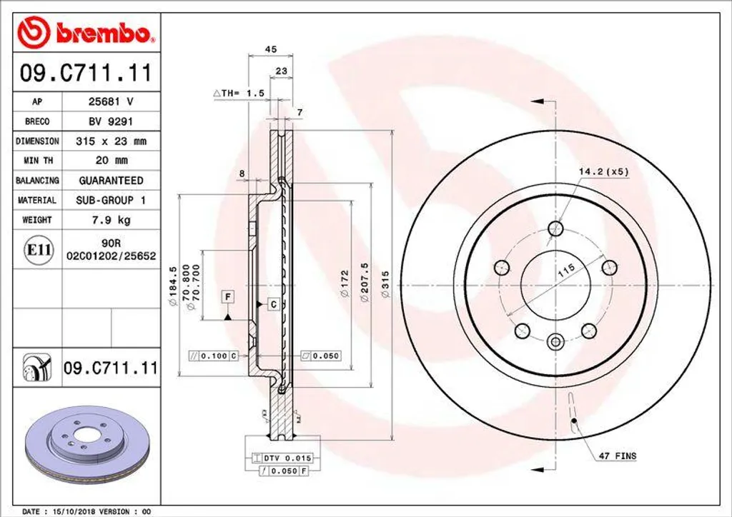 Disque de frein haute teneur en carbone Brembo pour Zafira Tourer