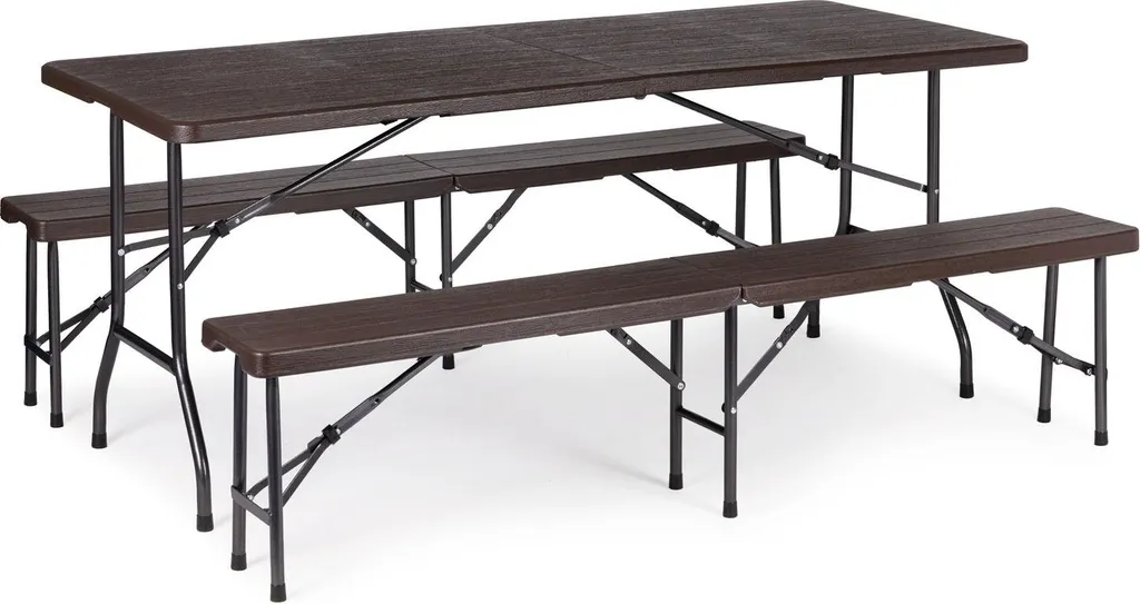 Table de banquet 180cm pliable avec bancs : gain de place et stabilité