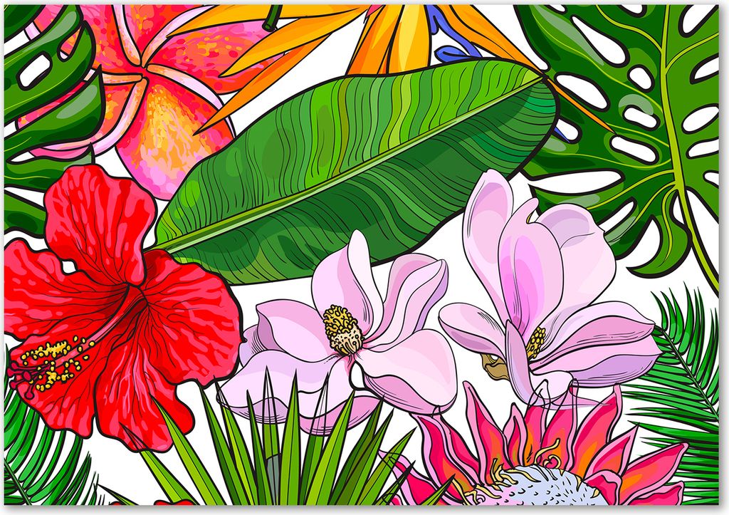 Tulup Leinwandbild - 100x70 cm - Wandkunst - Drucke auf Leinwand - Leinwanddruck - Blumen & Pflanzen - Mehrfarbig - Hawaii Blumen
