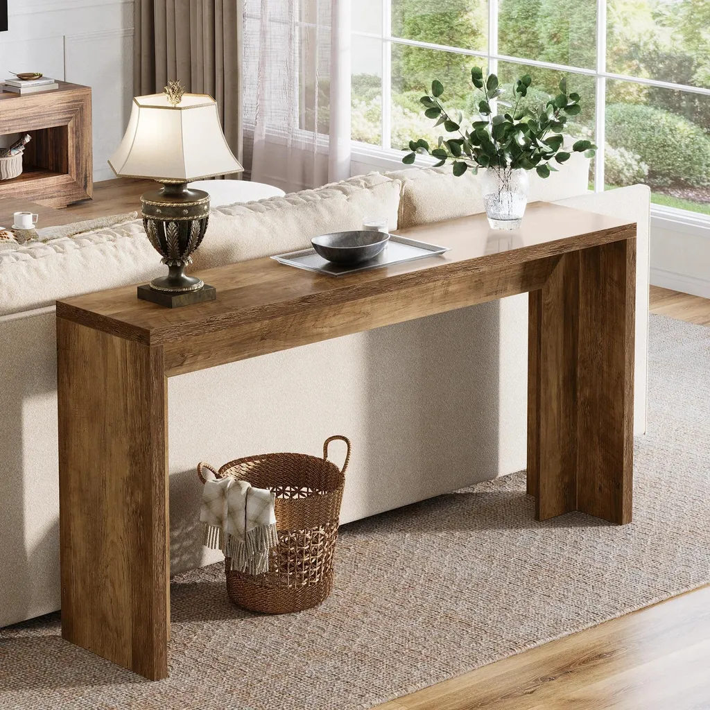 Console étroite 140 cm gris clair pour couloir encombré style rétro