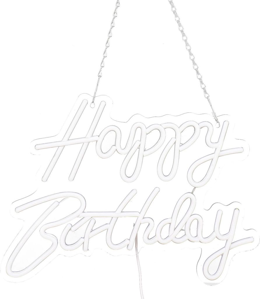 Happy Birthday Letter LED Lights Romantische Neon Lichtzeichen Acryl Happy Birthday Dekoration für Party Bar Kalt Weiß