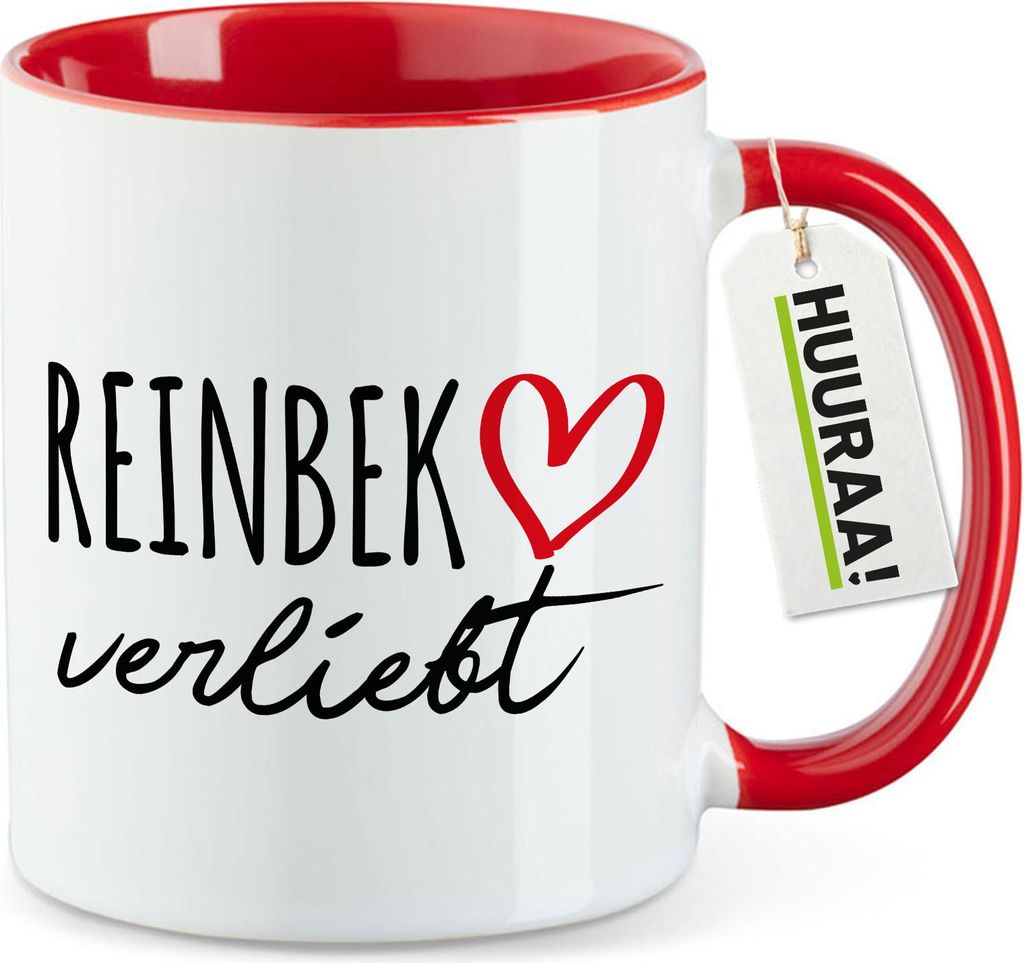 Huuraa Kaffeetasse Reinbek verliebt 330ml Rot Keramik Kaffeebecher Geschenkidee