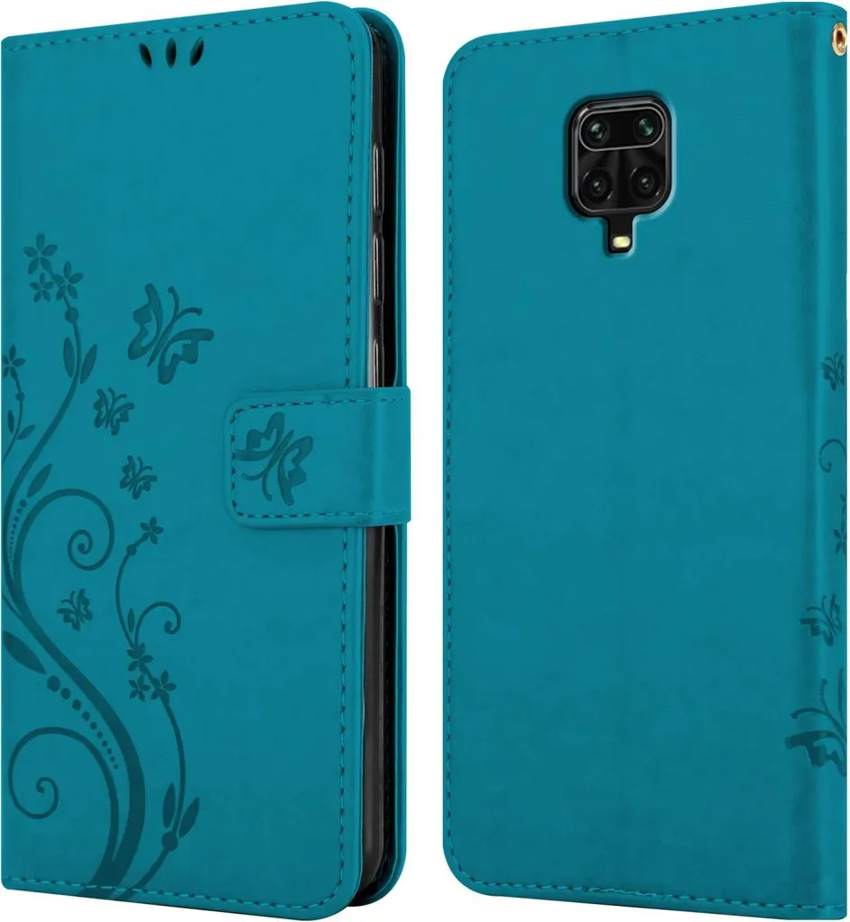 Cadorabo Custodia per Xiaomi RedMi NOTE 9 PRO / NOTE 9S in BLU FLOREALE Cover protettiva con design floreale con chiusura magnetica, funzione stand e slot per carte di credito Flip Case Flower Cover Etui Handy Klapp Hülle Book Tasche - 7