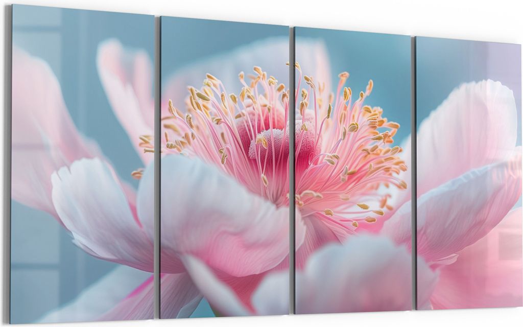 DEQORI Glasbild Echtglas 4x30x60 cm 'Pfingstrosenpoesie' Wandbilder XXL groß
