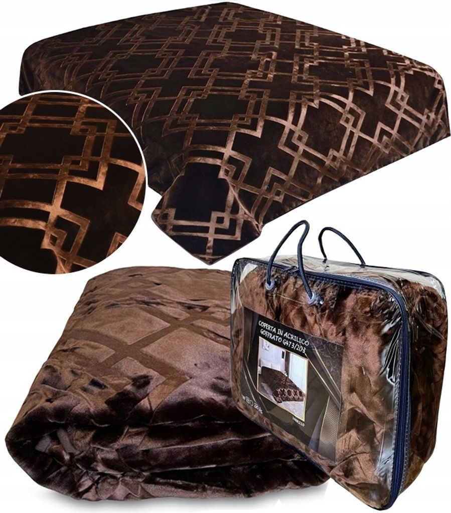 Acryl-Prägedecke 160X210 Cm Dick Braun Koffer Geometrisches Muster 3