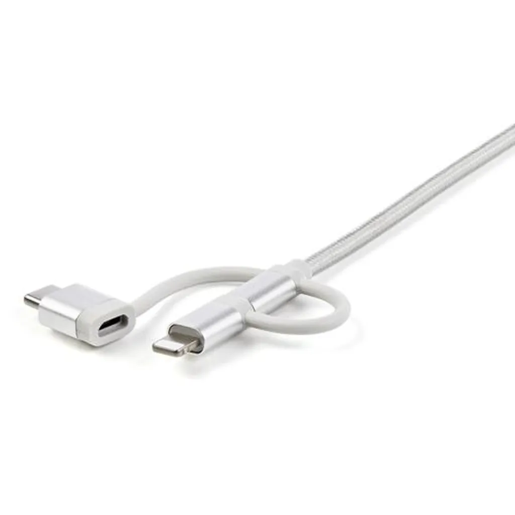 StarTech.com Câble USB Lightning et USB-C Micro-B 1m Tressé Argent