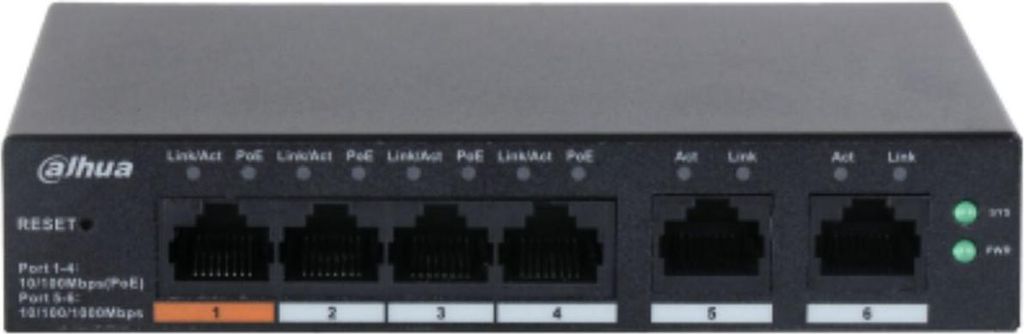 Dahua Technology DH-CS4006-4ET-60 Netzwerk Switch Managed L2 Gigabit Ethernet (10/100/1000) Power over Ethernet (PoE) Schwarz