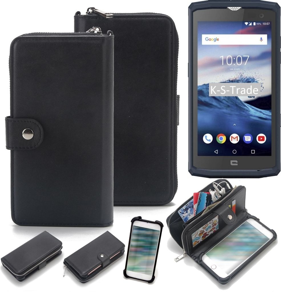 K-S-Trade 2in1 Handyhülle Schutzhülle kompatibel mit Crosscall Trekker X3 & Portemonnee Cover Handy Hülle Case Etui Geldbörse Wallet Bookstyle