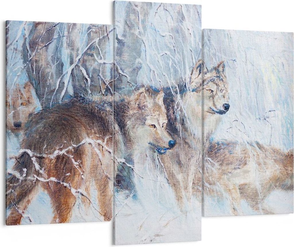 Bild auf Leinwand - Leinwandbild - Wolf Tier Wald - 130x100cm - Wand Bild - Wanddeko - Wandbilder - Leinwanddruck - Bilder - Kunstdruck - Wanddekor...