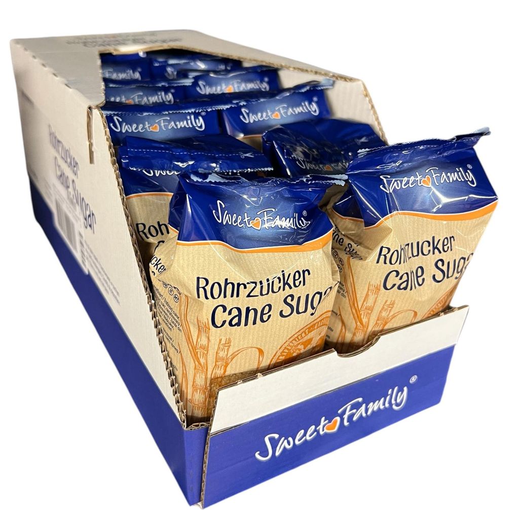 12x Sweet Family Rohrzucker 500 g Brauner Cane Sugar Produktbild 
