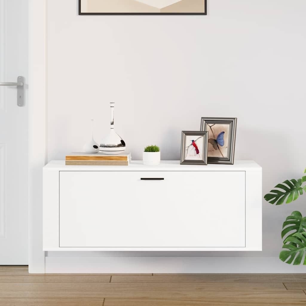 vidaXL Wand-Schuhschrank Weiß 100x35x38 cm Holzwerkstoff