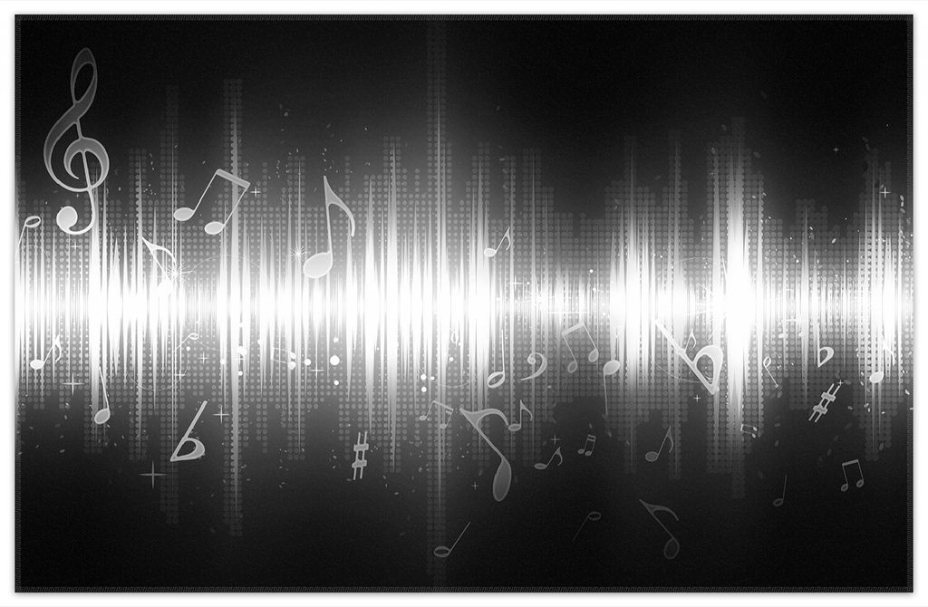 Wallario Premium Teppich, Größe 90 x 140 cm, Noten der Musik in schwarz und weiß