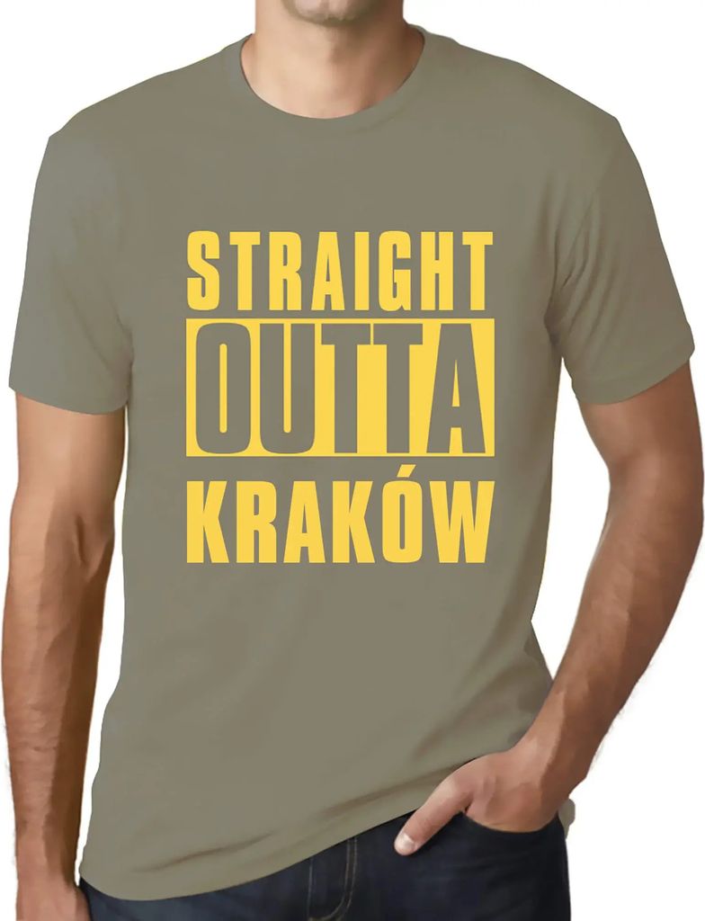 Herren Grafik T-Shirt Straight Outta Kraków Öko-Verantwortlich Vintage Jahrgang Kurzarm Lustige Druck Geburtstag Geschenk Mann