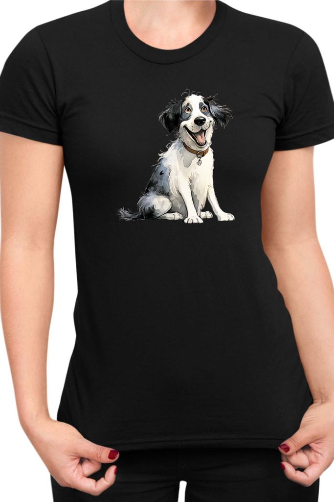 Damen T-Shirt Funny Dogs Breeds Landseer Dog Breed, Lady S / Schwarz