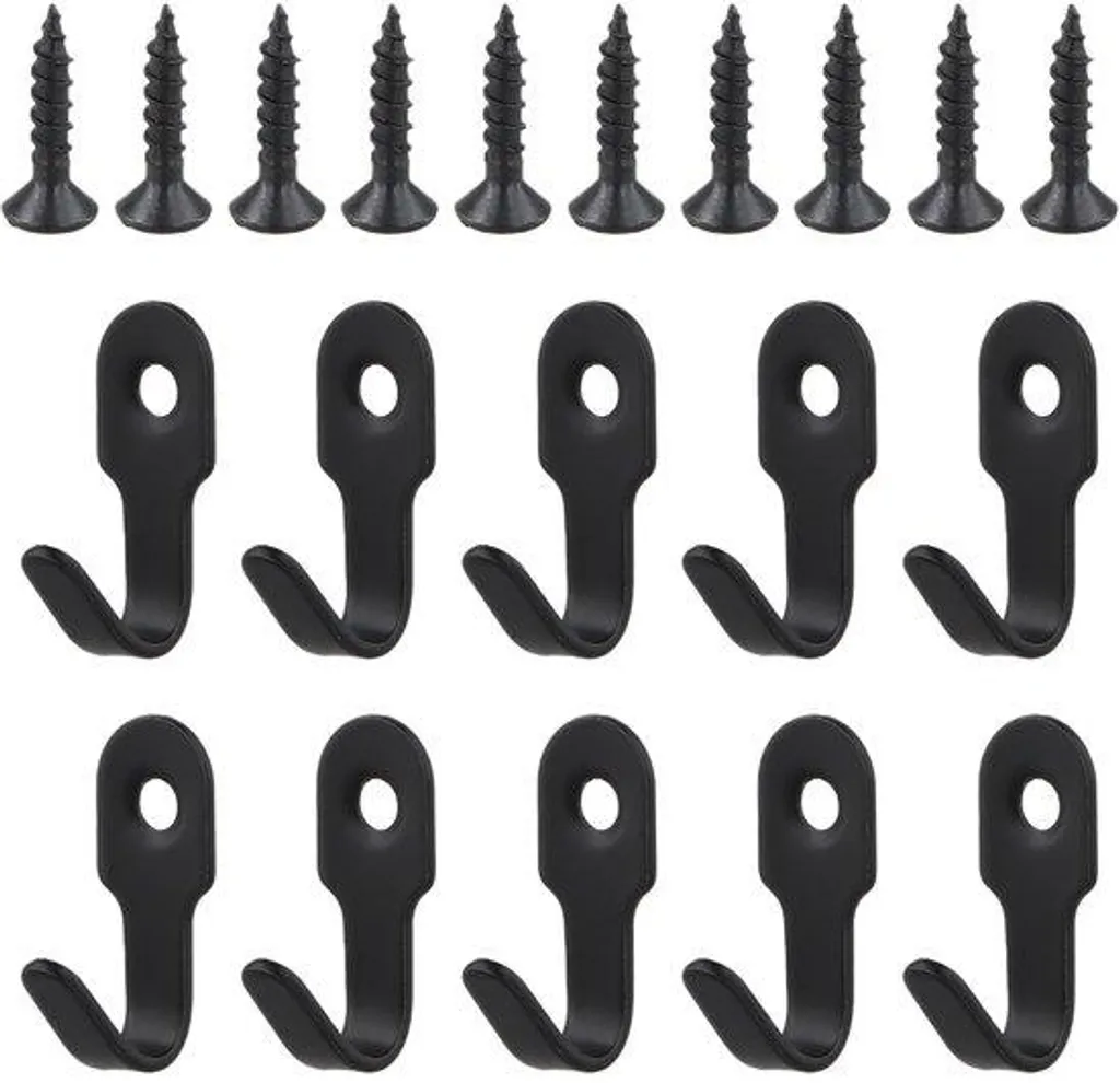 Crochets de Rangement Muraux pour Chambre et Cuisine - Métal Noir x10