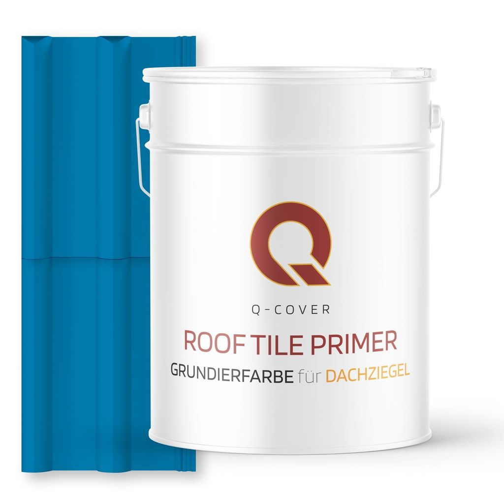 Grundierfarbe für Dachziegel Himmelblau RAL 5015 10 L | wetterfeste Dachbeschichtung | für Ziegel, Beton, Eternit | UV-beständig | Q-COVER