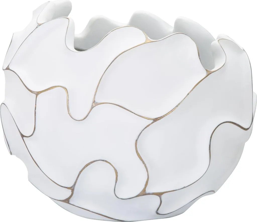 Cache-pot de Salon Design Blanc Lavé Lines Ø 44 cm pour Grandes Plantes