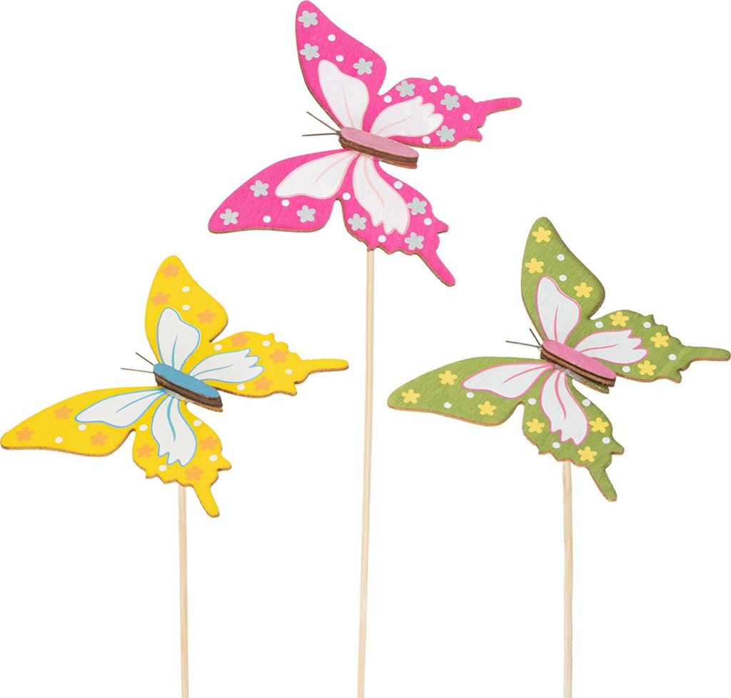Schmetterlingsstecker Holz Deko für DIY und Geschenkverpackungen, 12 Stück