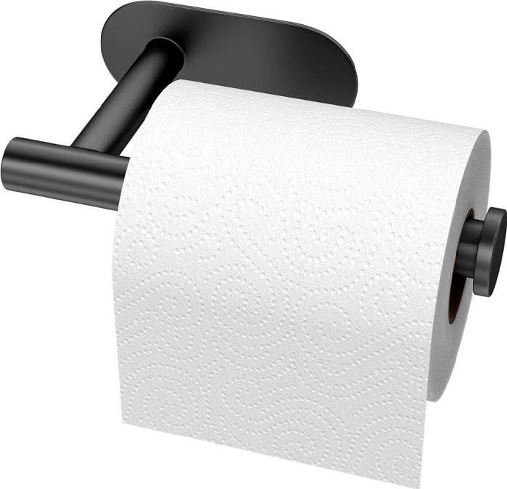 Toilettenpapierhalter – Wandmontage ohne Bohren – 3M-Klebeband – Geeignet für Küche und Bad – Schwarz