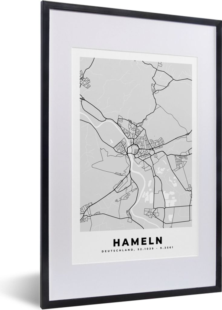 MuchoWow® Gerahmtes Poster Deutschland - Stadtplan - Karte Produktbild 