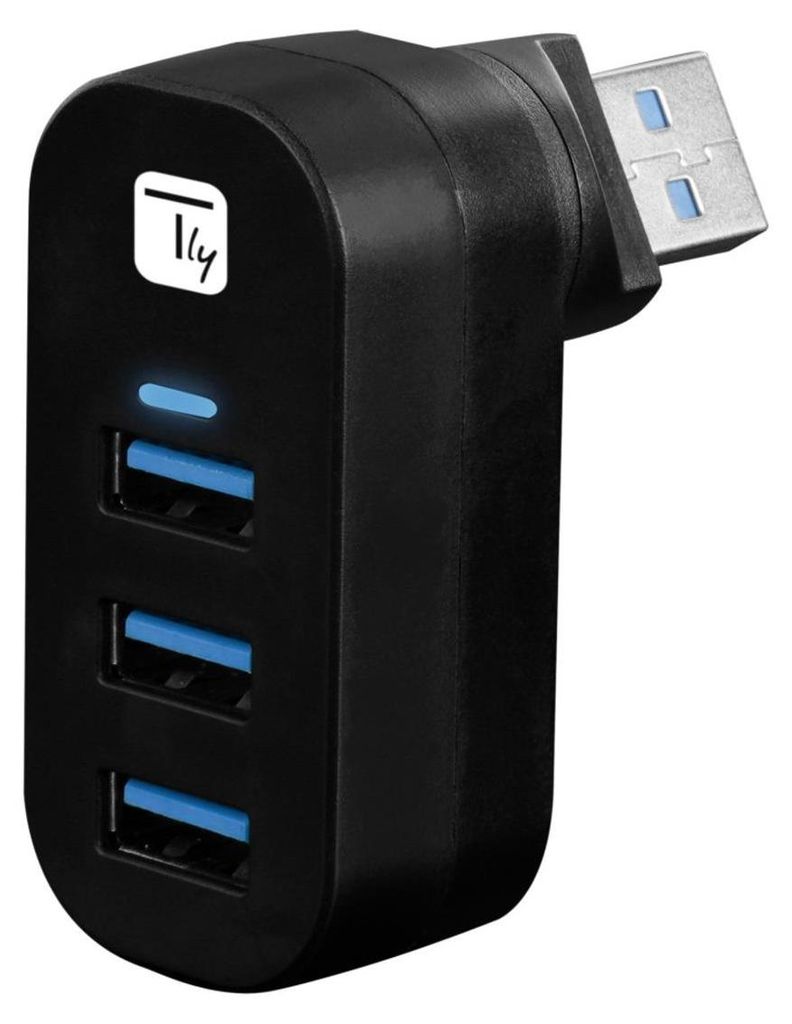 Techly 180° Drehbarer Hub 3*USB 3.0 mit Kabel Image du produit 