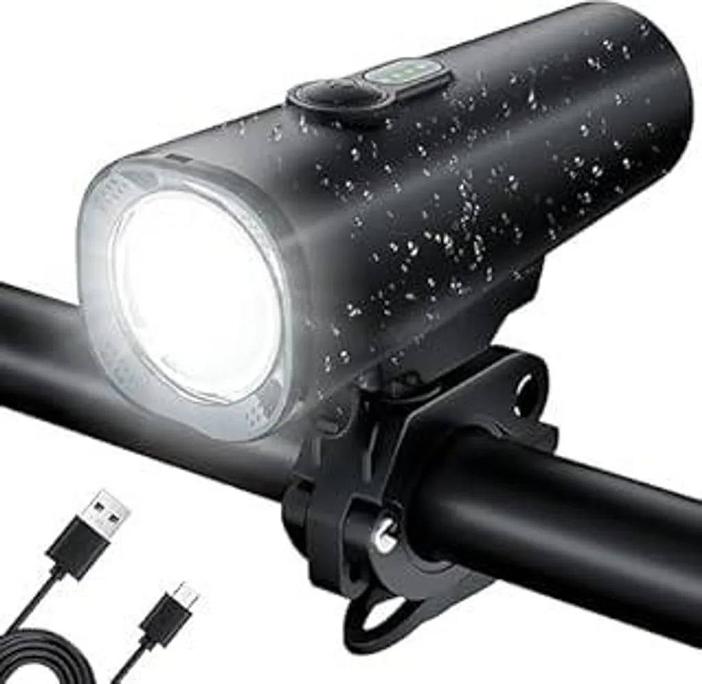 Luce LED anteriore per bicicletta ricaricabile tramite USB, batteria da 2600 mAh, luce anteriore per bicicletta con 60/30 LUX e 2 modalità di illuminazione, illuminazione per biciclette omologata StVZO e antiriflesso, impermeabile IPX5 per il ciclismo