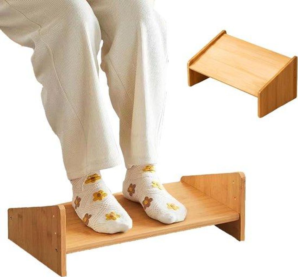 Ergonomische voetensteun - 3 verstelbare hoogtes - houten voetensteun - thuis, kantoor en onderweg - hout