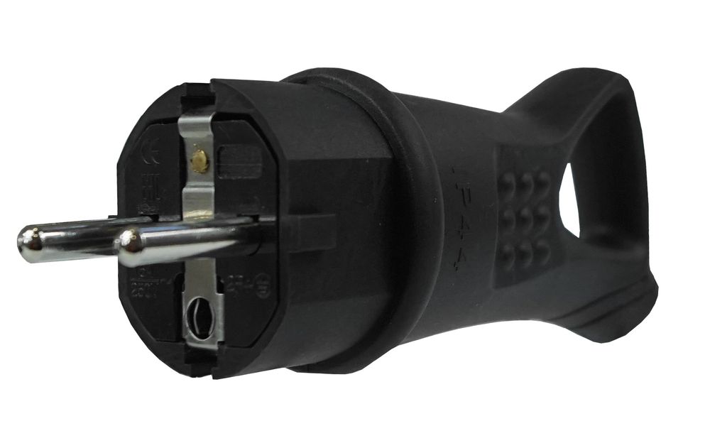 Schukostecker 16A 230V Gummistecker Schuko Schutzkontakt Produktbild 