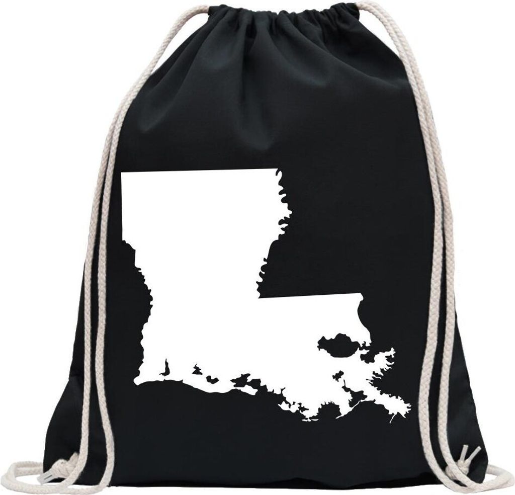 Kiwistar - Turnbeutel - schwarz - USA - Lousiana Baton Rouge - Fun Rucksack Sport Beutel Gymsack Baumwolle mit Ziehgurt