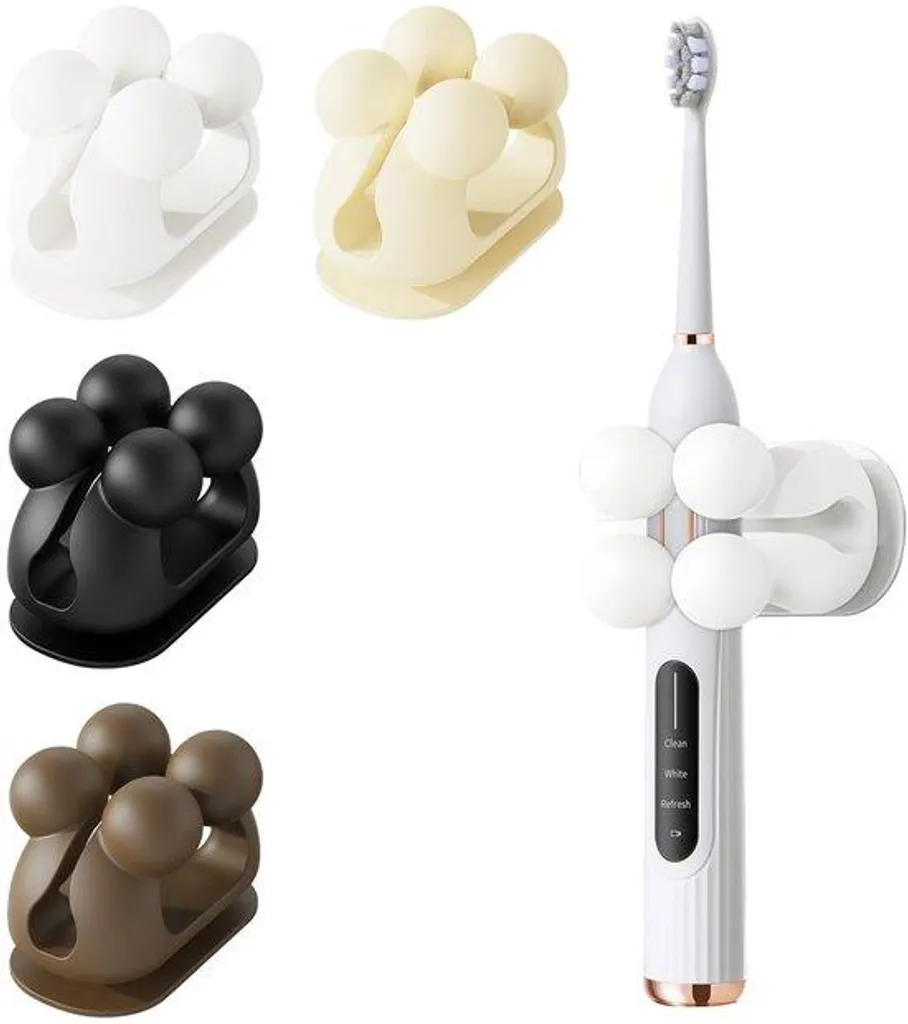 Lot de 4 supports muraux colorés pour brosses à dents électriques ABS