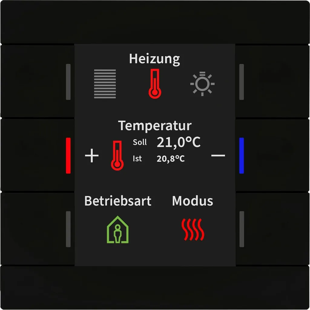 MDT KNX Smart 86 Bouton Tactile Noir Mat avec Écran et Thermostat Local