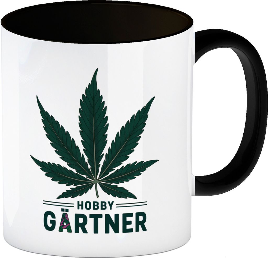 Cannabisblatt HOBBY GÄRTNER Kaffeebecher in schwarz