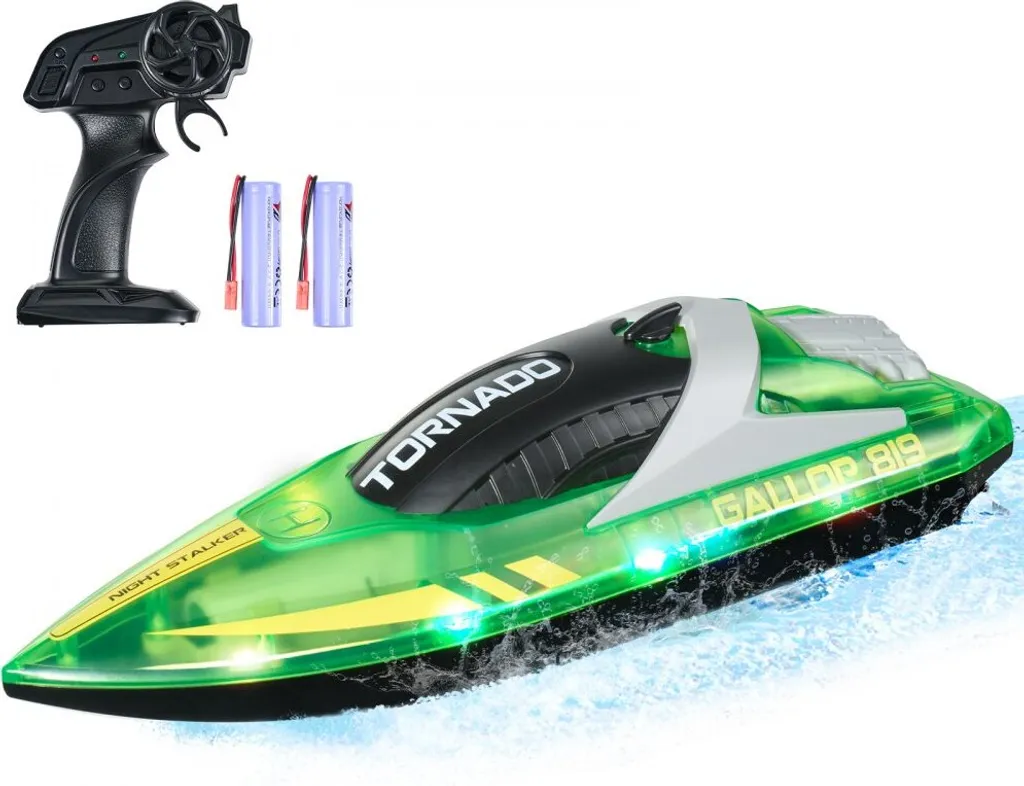 Bateau de course RC télécommandé 2,4GHz 12km/h bateau rapide vert V01