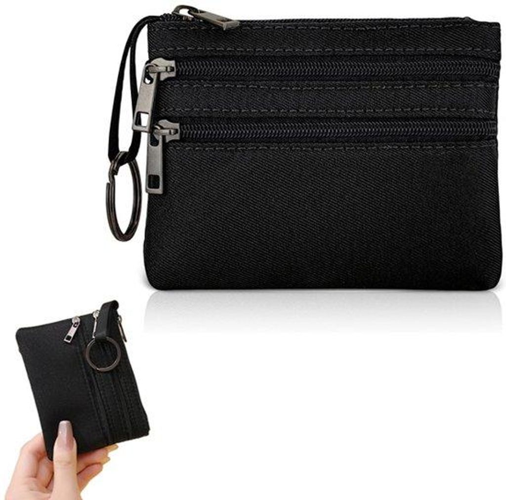 Brieftasche - Leinwand - Kompaktes Geldbeutel - Kleine Brieftasche - Münzbeutel - Brieftasche mit Reißverschluss - Damenbrieftasche - Herrenbrief...