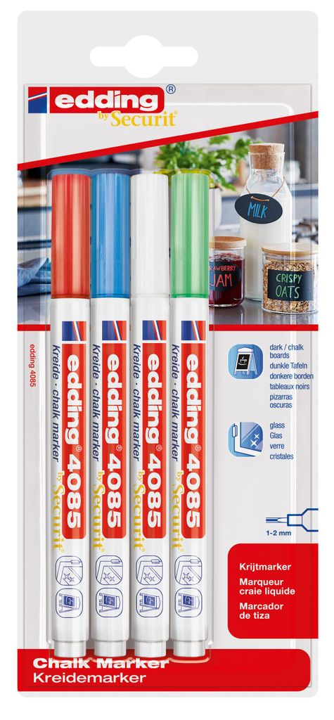 Edding 4085 Kreidemarker 4er-Blister sortiert, basic