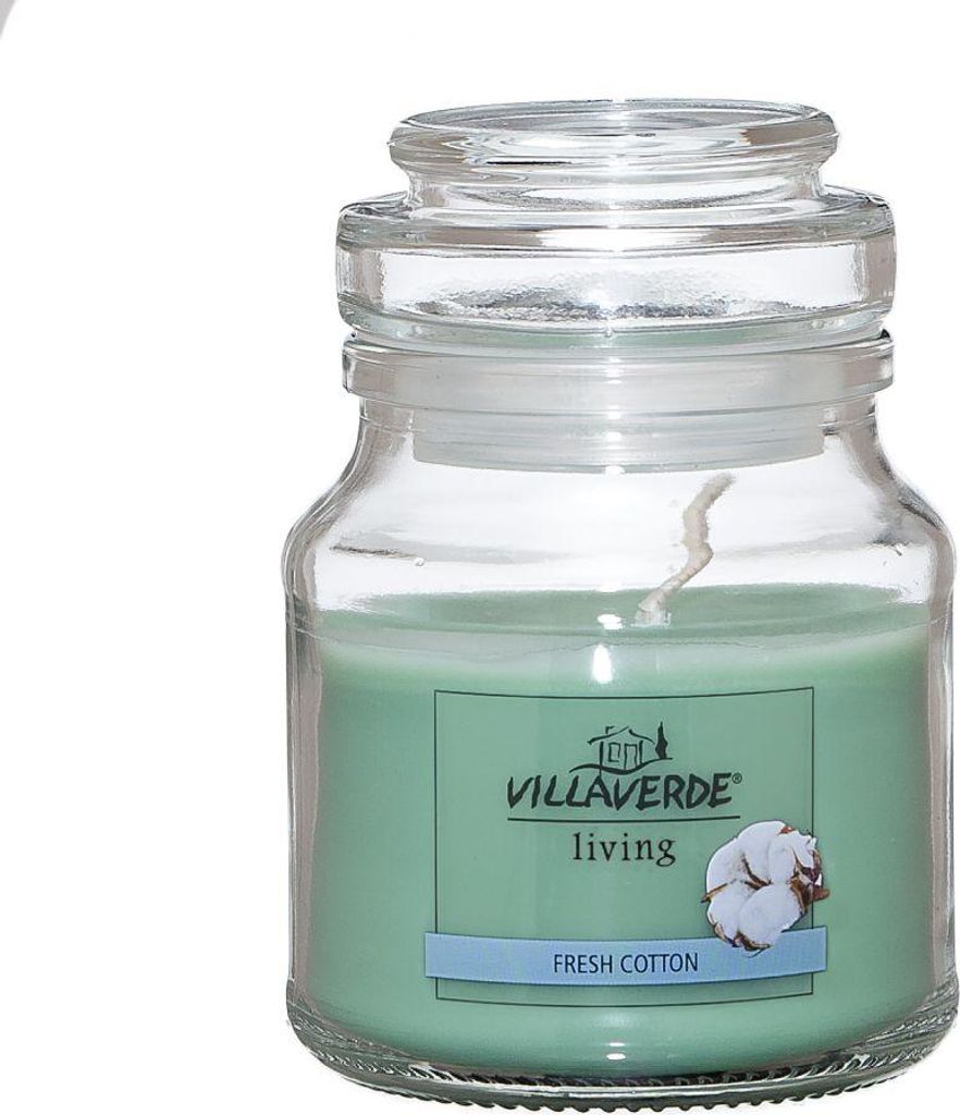 Villa Verde Duftkerze im Glas m. Deckel Fresh Baumwolle, Produktbild 