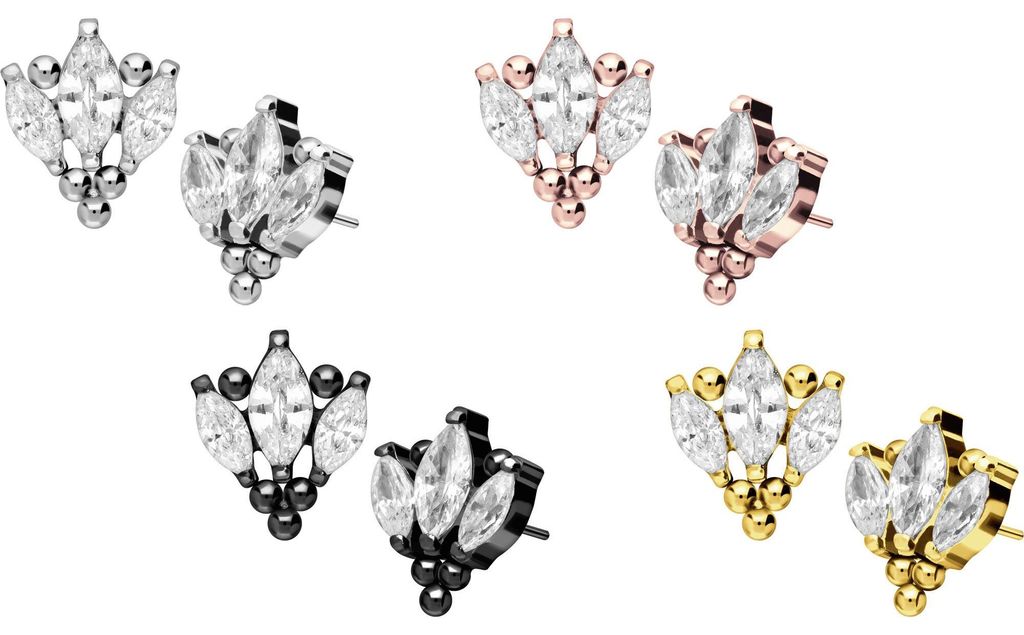 Piercing-Zubehör Titan Aufsatz mit Push Pin LOTUSBLÜTE + KUGELN