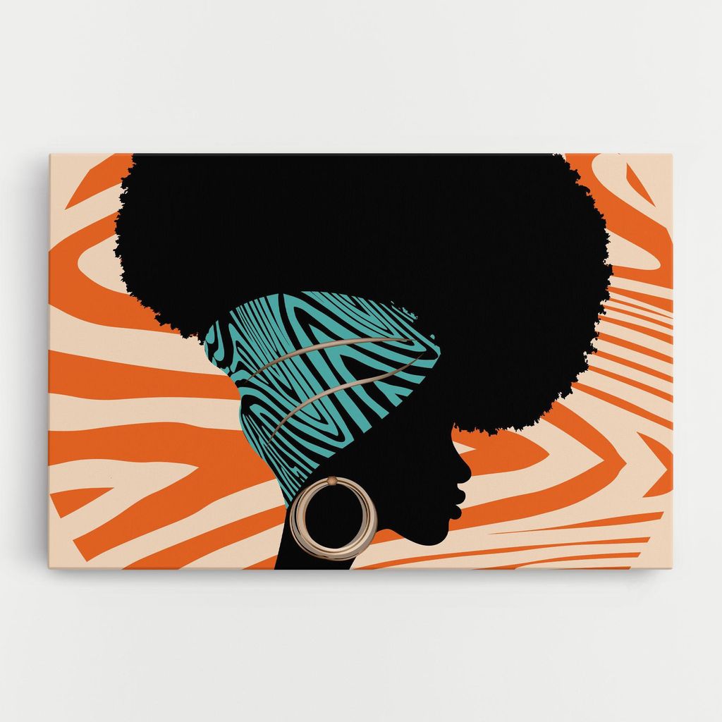 ARTHUB Leinwandbild 80x120 cm, African Bandana | Wohnzimmerdekoration, Hängende Bilder, Wanddekoration, Heimdekoration, Frauen, Afrikanische Frauen