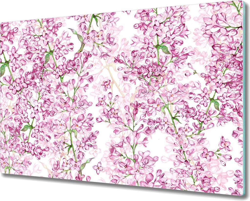 Glas Schneidebrett Herdabdeckplatten Schneideplatten - 80x52 cm - Fliederblüte
