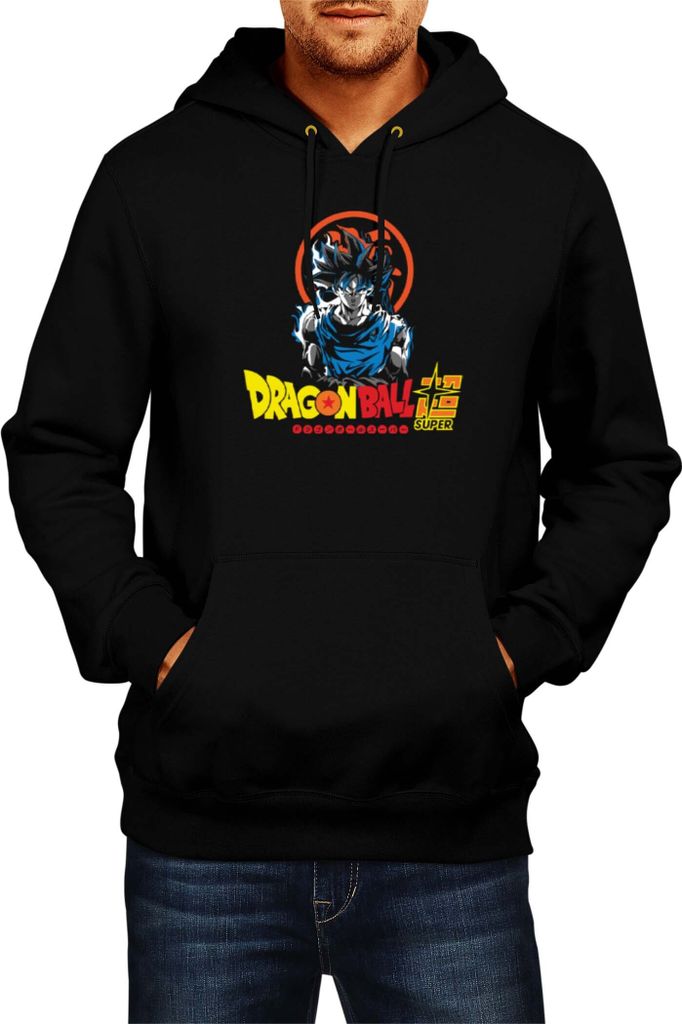 Herren Kapuzenpullover Dragon Anime Manga Ball Z Goku Super Blue 01, Man S / Schwarz