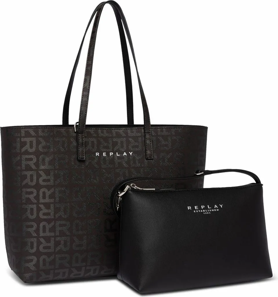Grand Sac Cabas REPLAY Marron Foncé et Noir - Sac Shopper Chic et Logeable