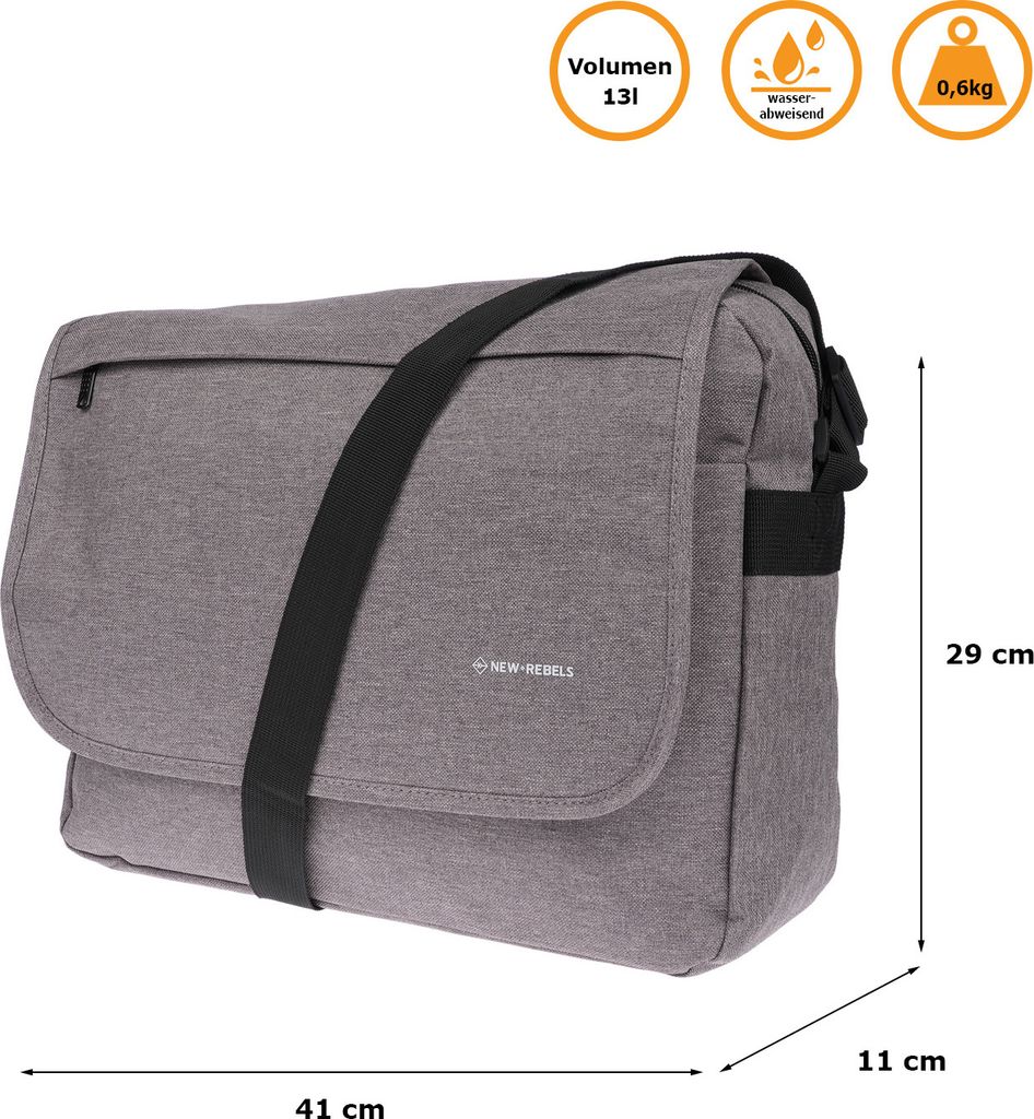 Laptop Umhängetasche Business Messenger Bag Notebook Tasche Schwarz Herren UNI Grau