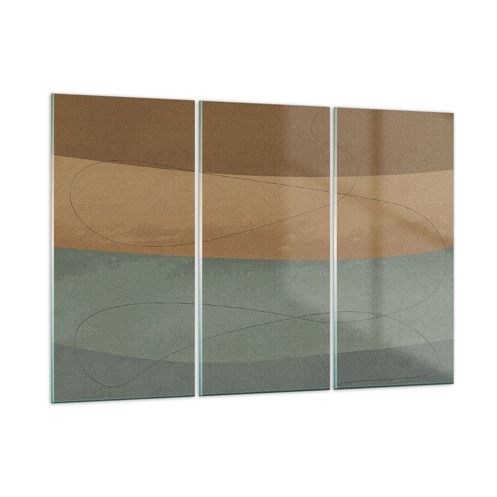 Bilder auf glas - 3 Teile - Abstraktion Gold Grün - 105x70cm - Glasbilder - Wandbilder - Bilder - zum Aufhängen bereit - Wanddekoration aus Glas ...
