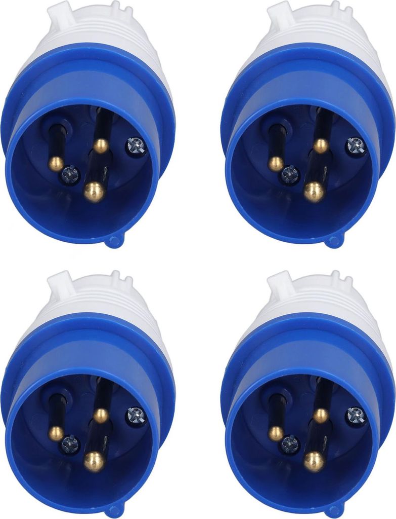 4 Stück Industriestecker, 3-polig, 16 A, IP44 wasserdicht, Ersatzsteckdosen aus PP und Messing, 220–250 V