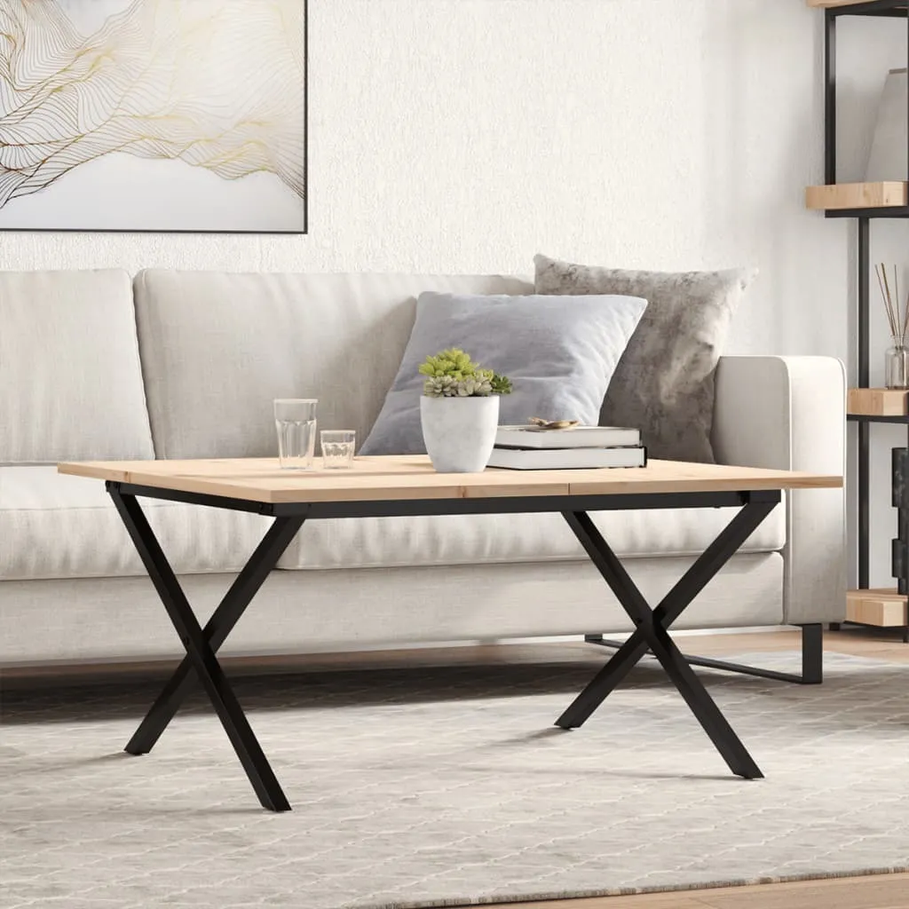 Tavolino Basso 80x80x45cm in Legno di Pino e Acciaio - Alta Resistenza