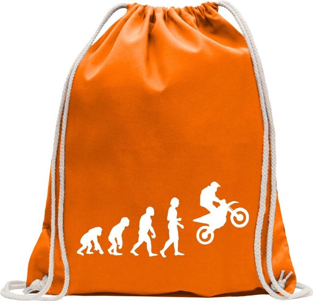 Kiwistar - Turnbeutel - mandarin - Evolution Motocross Motorrad - Fun Rucksack Sport Beutel Gymsack Baumwolle mit Ziehgurt