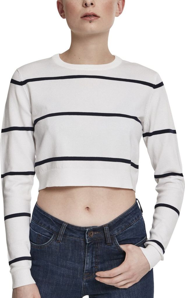Urban Classics Ladies - STRIPED Short Sweater weiß - L