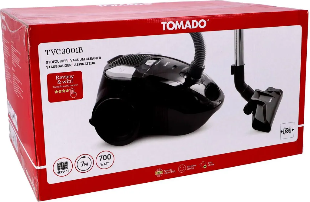 Aspirateur avec sac Tomado pour grandes surfaces - Long câble de 7m
