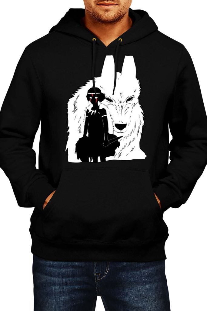 Herren Kapuzenpullover Japan Anime Manga Comics Princess Mononoke, Man S / Schwarz